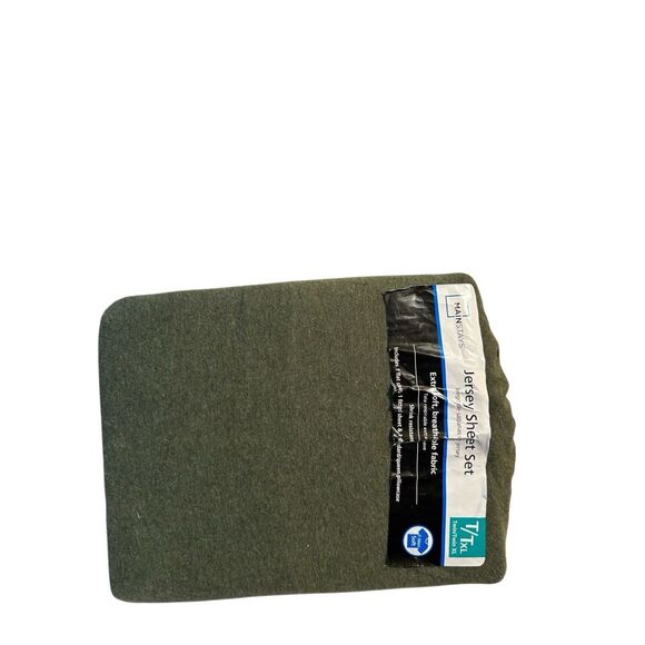 Mainstay Xl twin sheets green new t-shirt material college dorm new - Picture 1 of 3